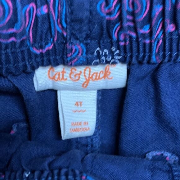 Cat & Jack shorts size 4T blue octopus pull on elastic waist cotton summer - Picture 2 of 4